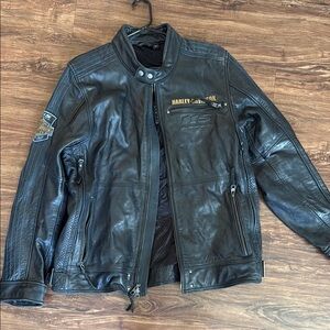 Mens XL Harley-Davidson Black Bomber Jacket Classic Design